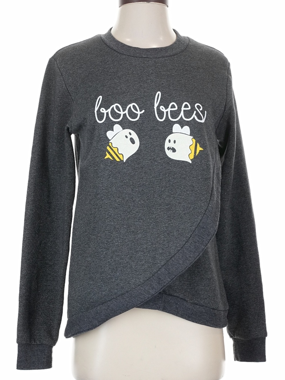 Latched Mama Charcoal Gray "Boo Bees" Maternity Nursing Sweatshirt